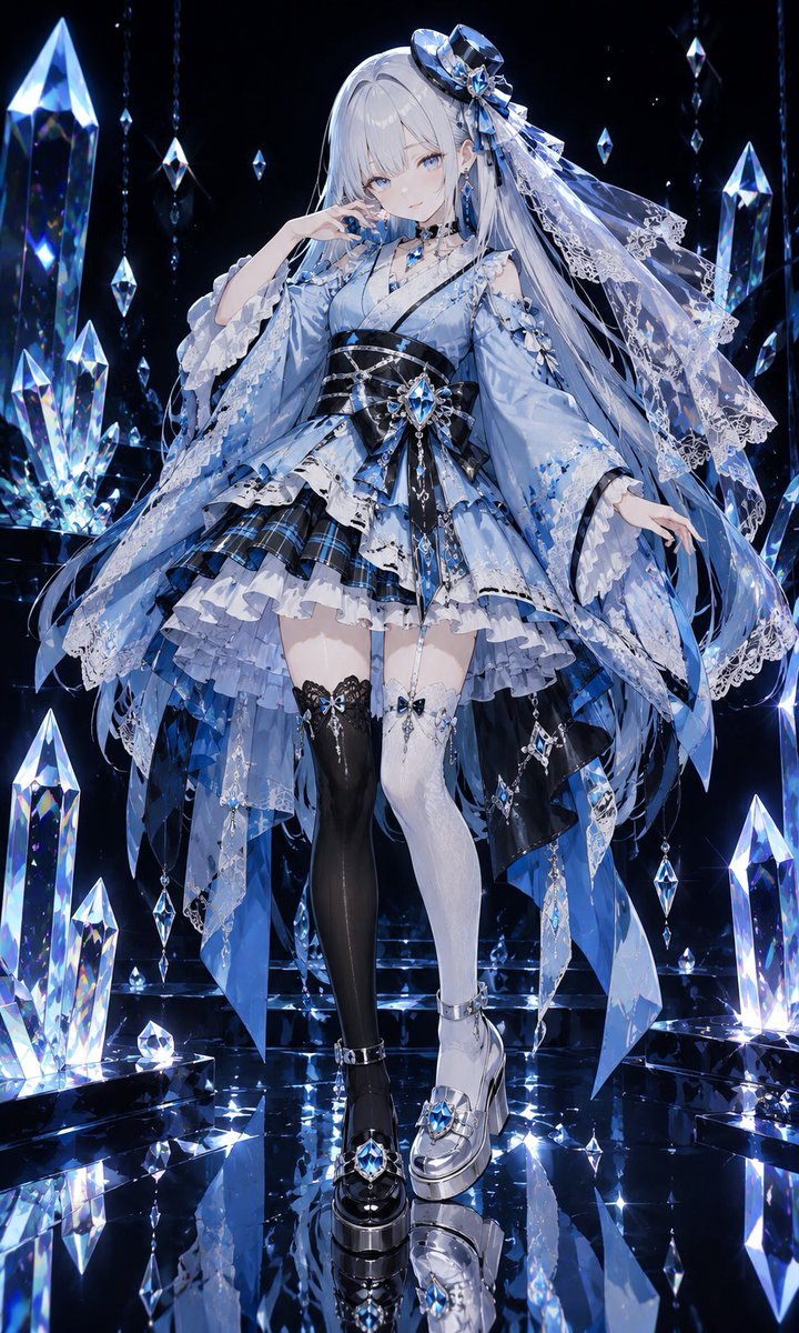 Crystal Gothic Lolita Anime Outfit - AI image template preview