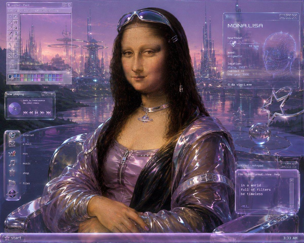 Y2K Futurist Mona Lisa Desktop - AI image template preview