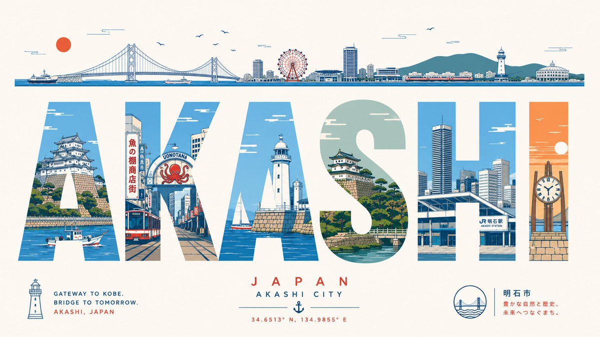 Akashi Typographic Travel Poster - AI image template preview