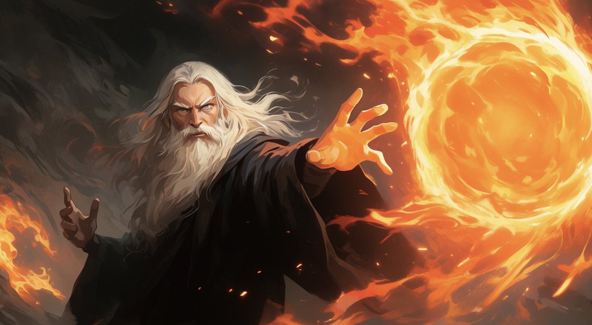 Faceless Fire Wizard Anime Scene - AI image template preview