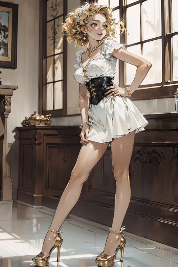 Anime Lady in Vintage Sunlit Room - AI image template preview