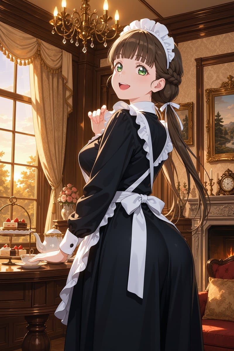 Victorian Maid Tea Room Anime - AI image template preview