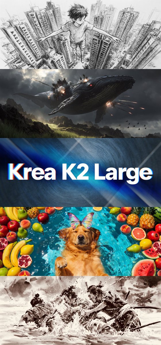Krea K2 Large Five-Panel Showcase - AI image template preview