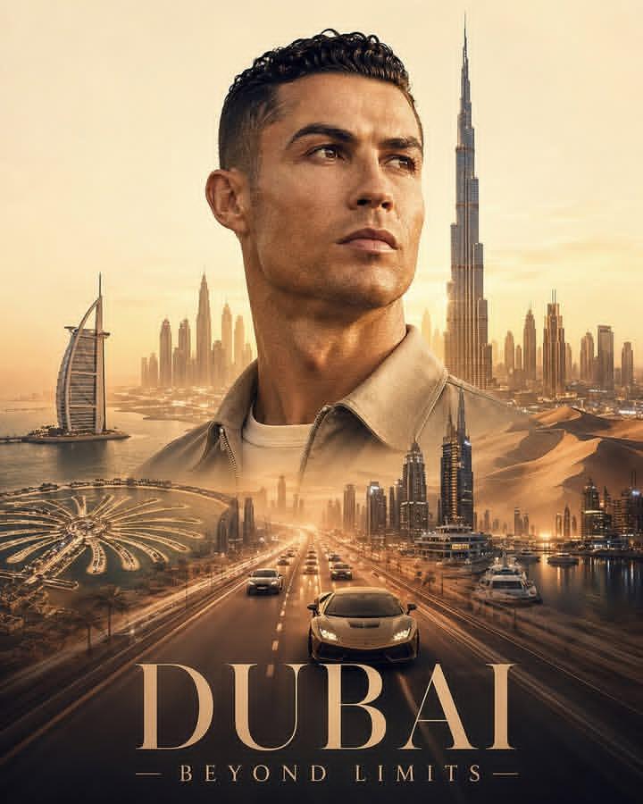 Double Exposure Dubai Cityscape Poster - AI image template preview