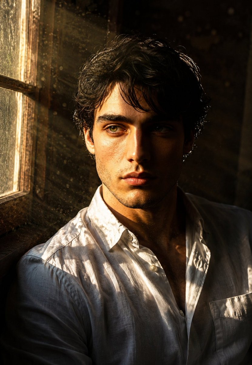 Cinematic Golden Hour Male Portrait - AI image template preview