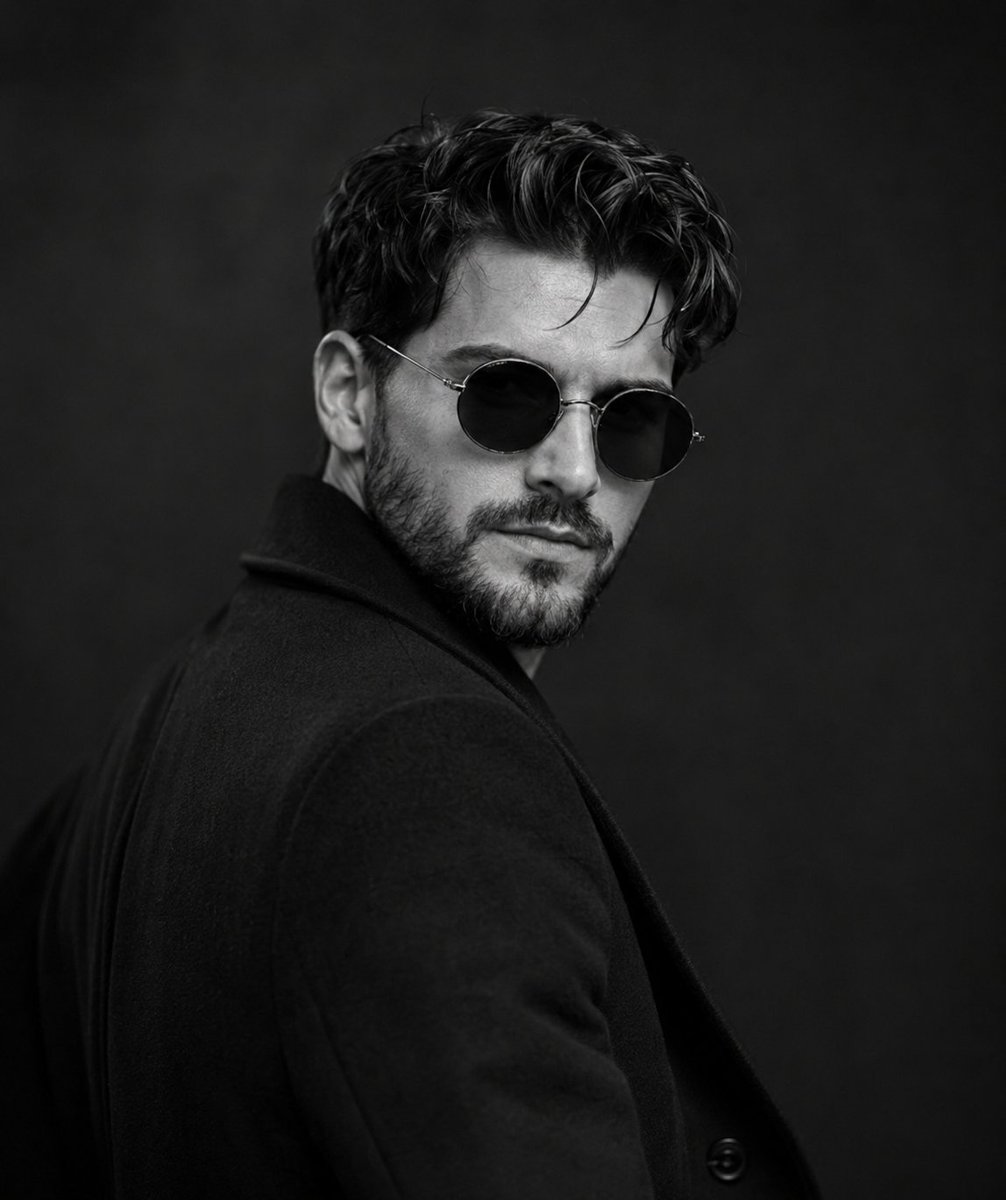 Monochrome Noir Fashion Portrait - AI image template preview