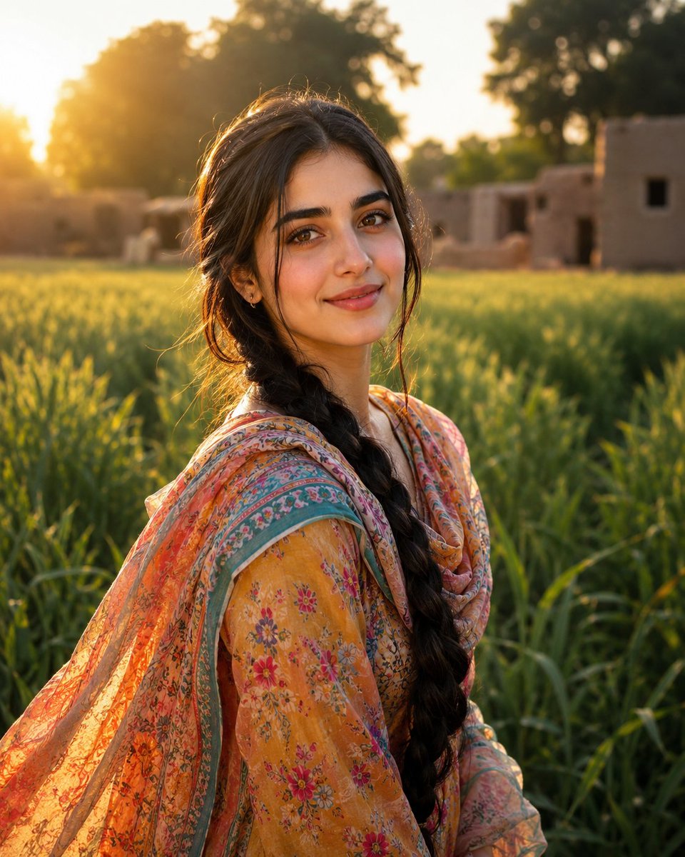 South Asian Village Woman Portrait - AI image template preview