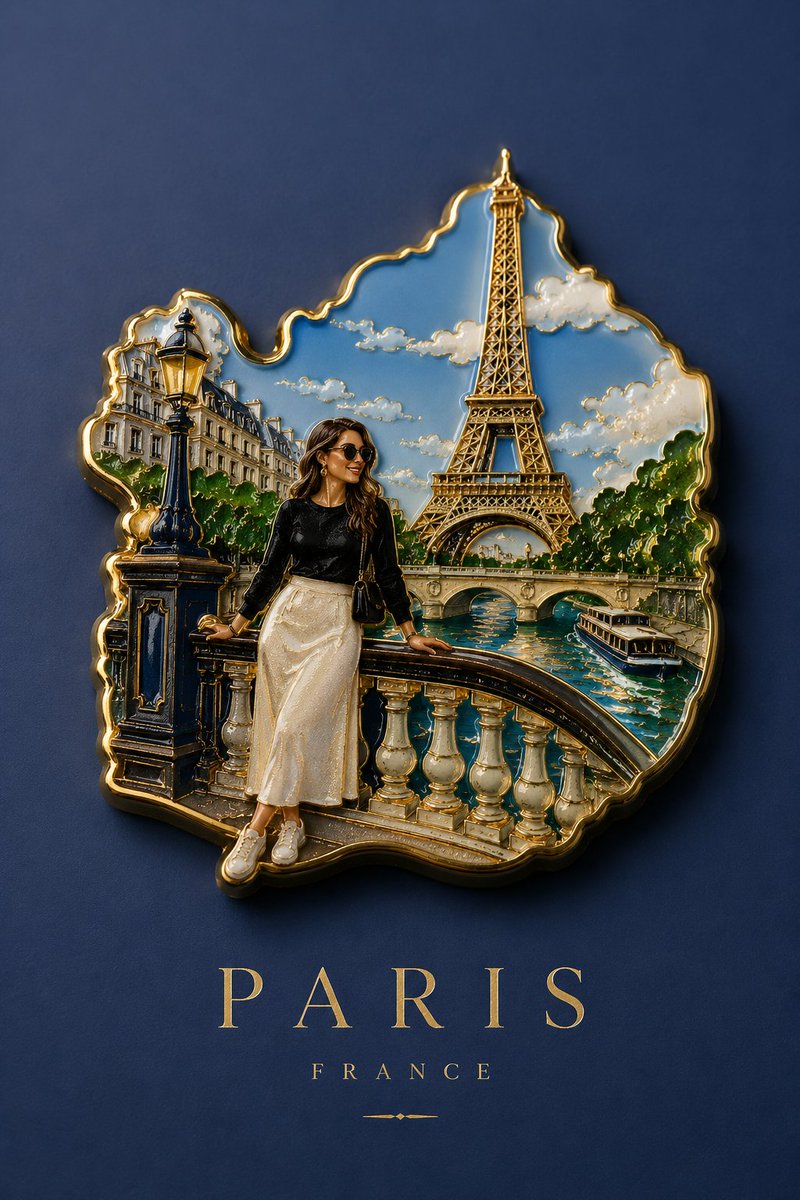 Handmade Enamel Souvenir Magnet - AI image template preview