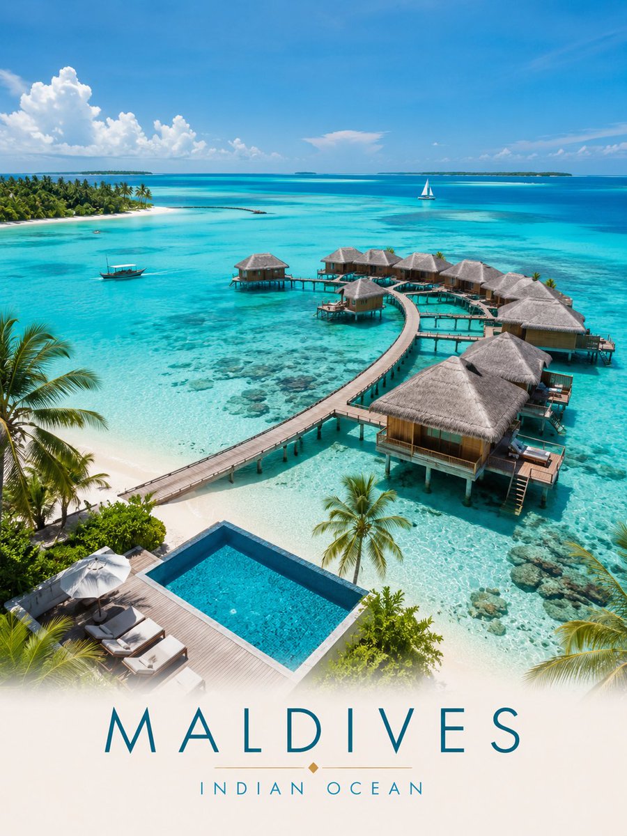 Maldives Luxury Travel Poster - AI image template preview