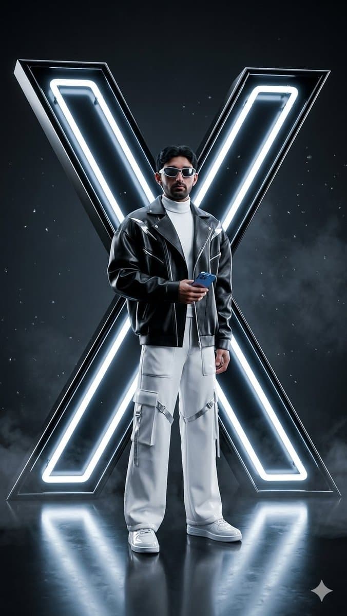 Cyberpunk Neon Logo Fashion Photography - AI image template preview