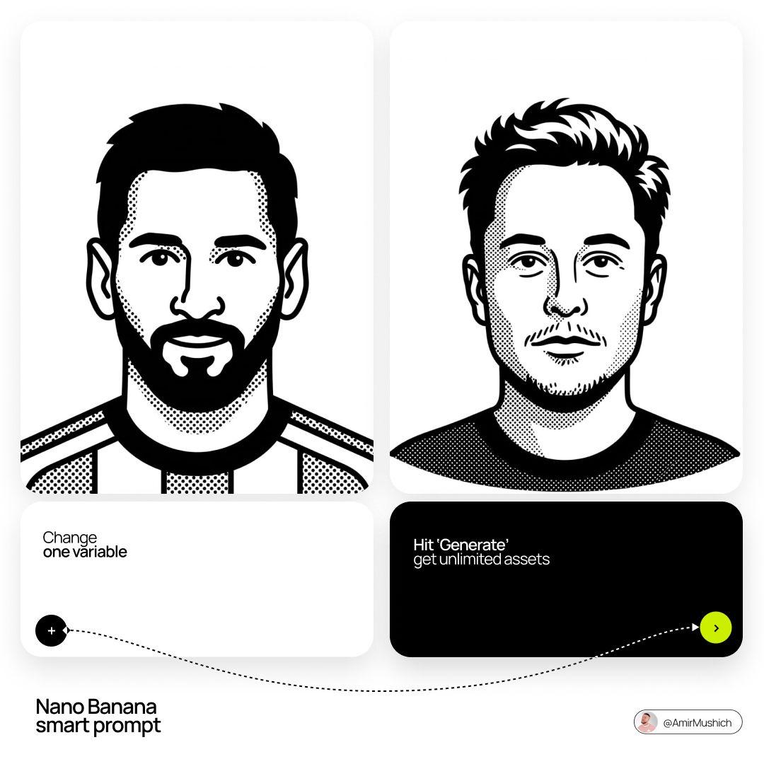 Notion Style Flat Vector Portrait - AI image template preview