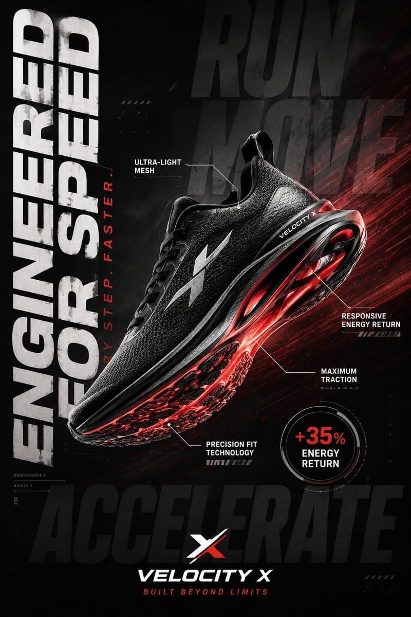 Luxury Sportswear Advertising Poster - AI image template preview