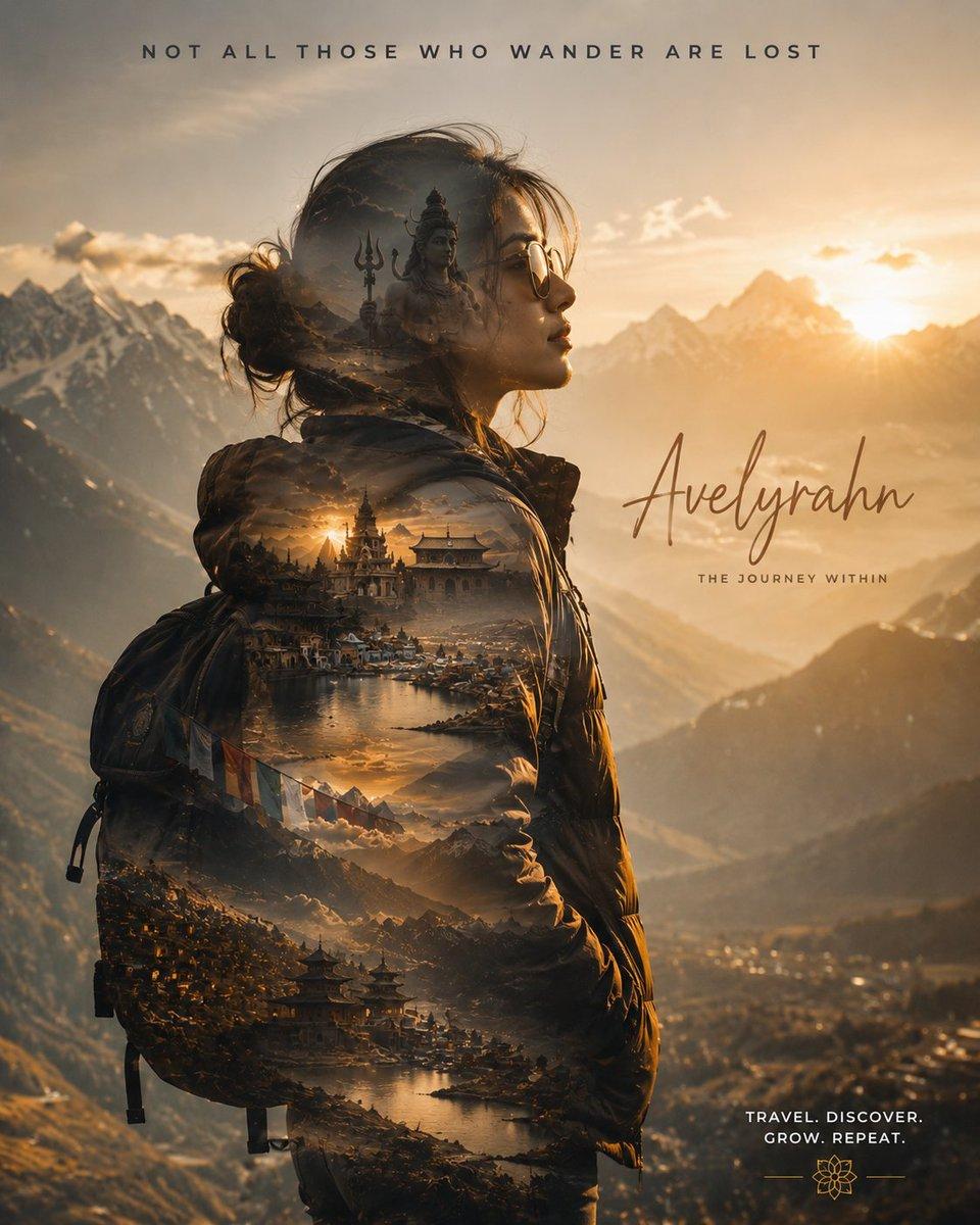 Double Exposure Spiritual Travel Poster - AI image template preview