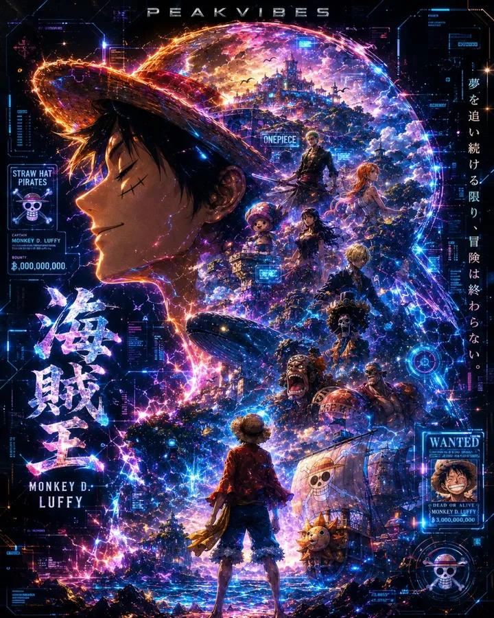 Cyberpunk Anime Double Exposure Poster - AI image template preview