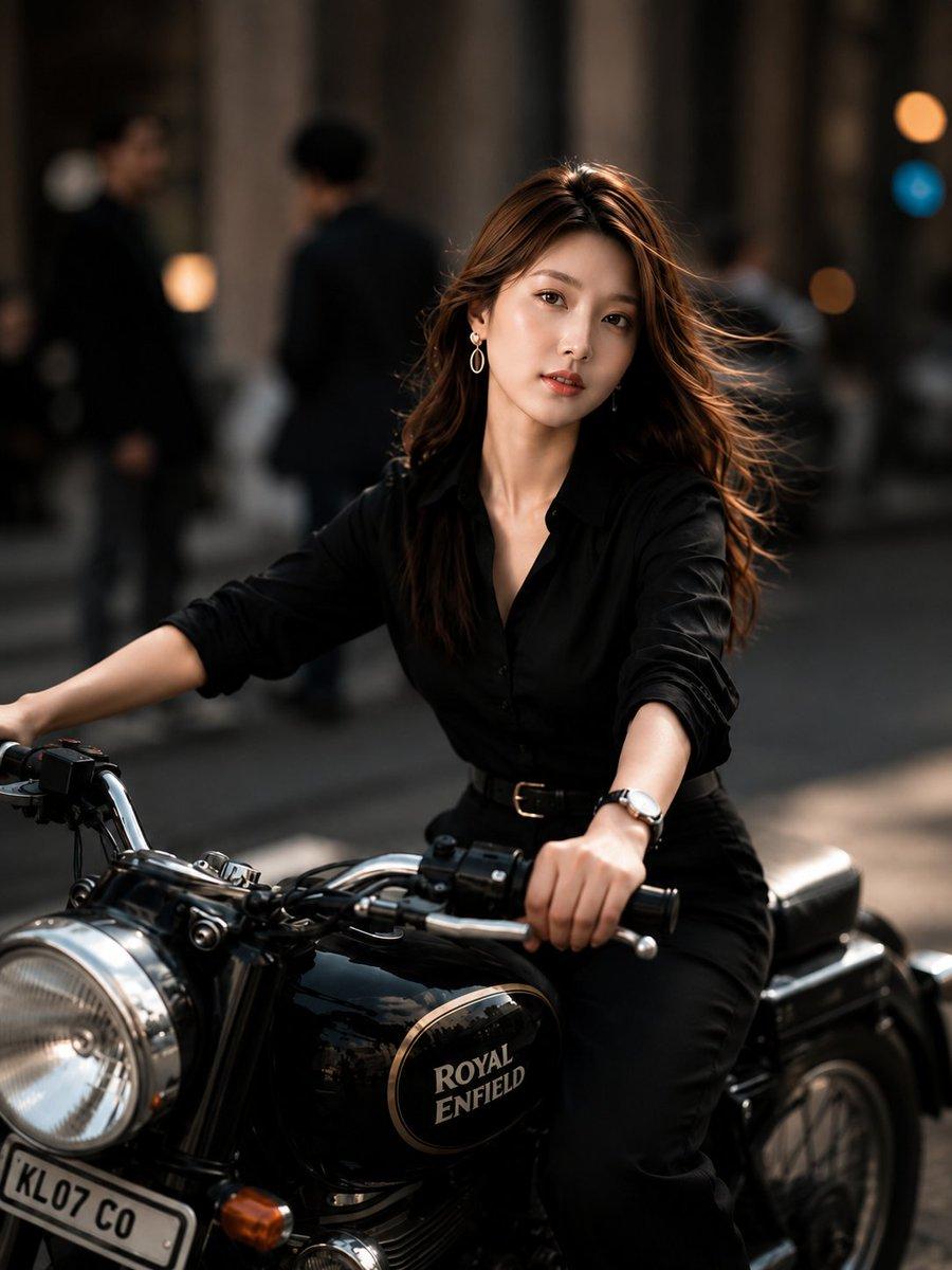 Urban Street Motorcycle Portrait - AI image template preview