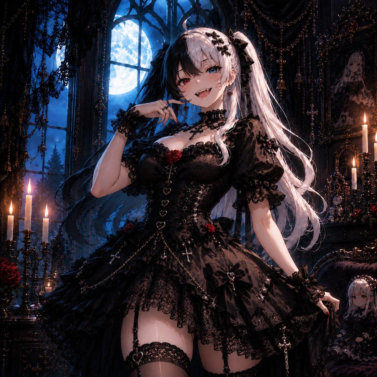 Feisty Gothic Lolita Girl - AI image template preview