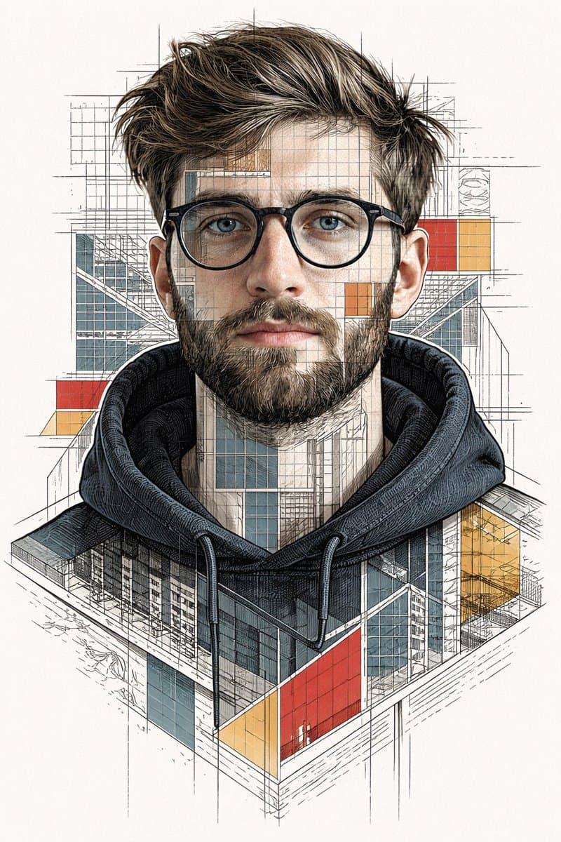 Architectural Blueprint Face Portrait - AI image template preview