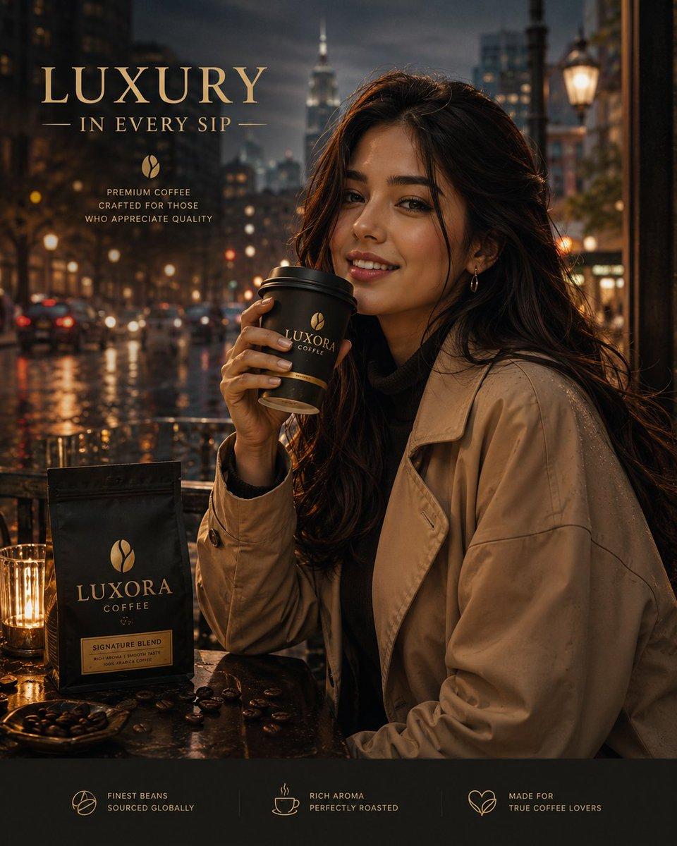 Luxury Coffee Advertisement Portrait - AI image template preview