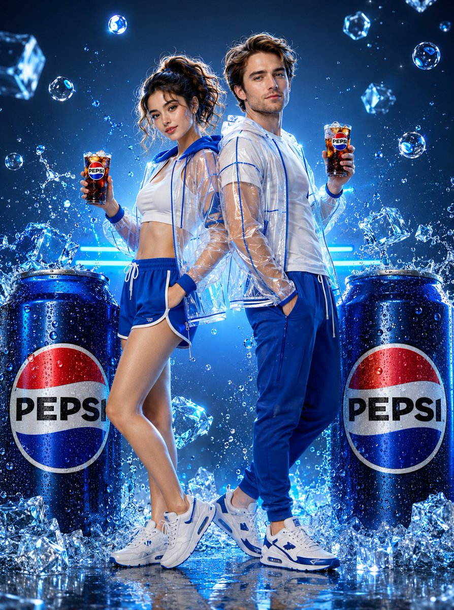 Futuristic Neon Pepsi Fashion Photography - AI image template preview
