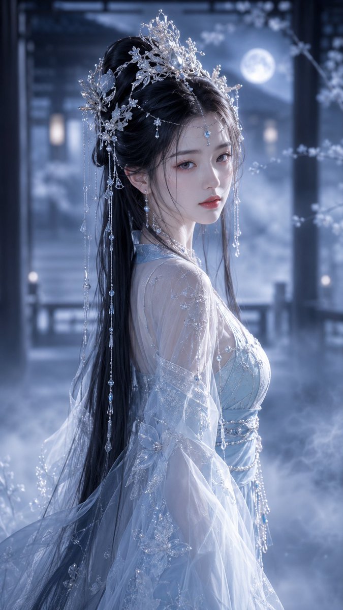 Ethereal Tang-Style Fantasy Portrait - AI image template preview