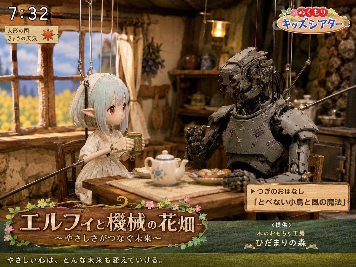Elf and Robot Puppet Theater Still - AI image template preview
