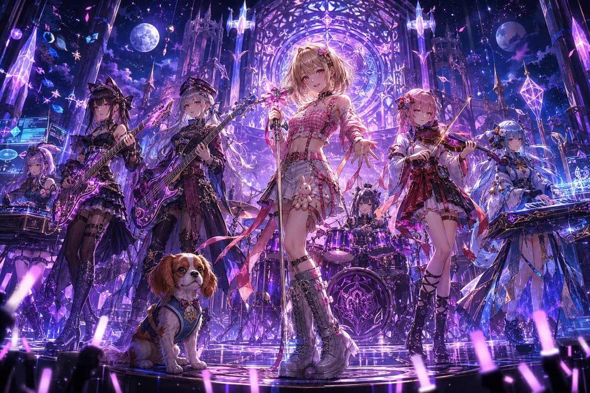 Fantasy Anime Rock Band Concert - AI image template preview