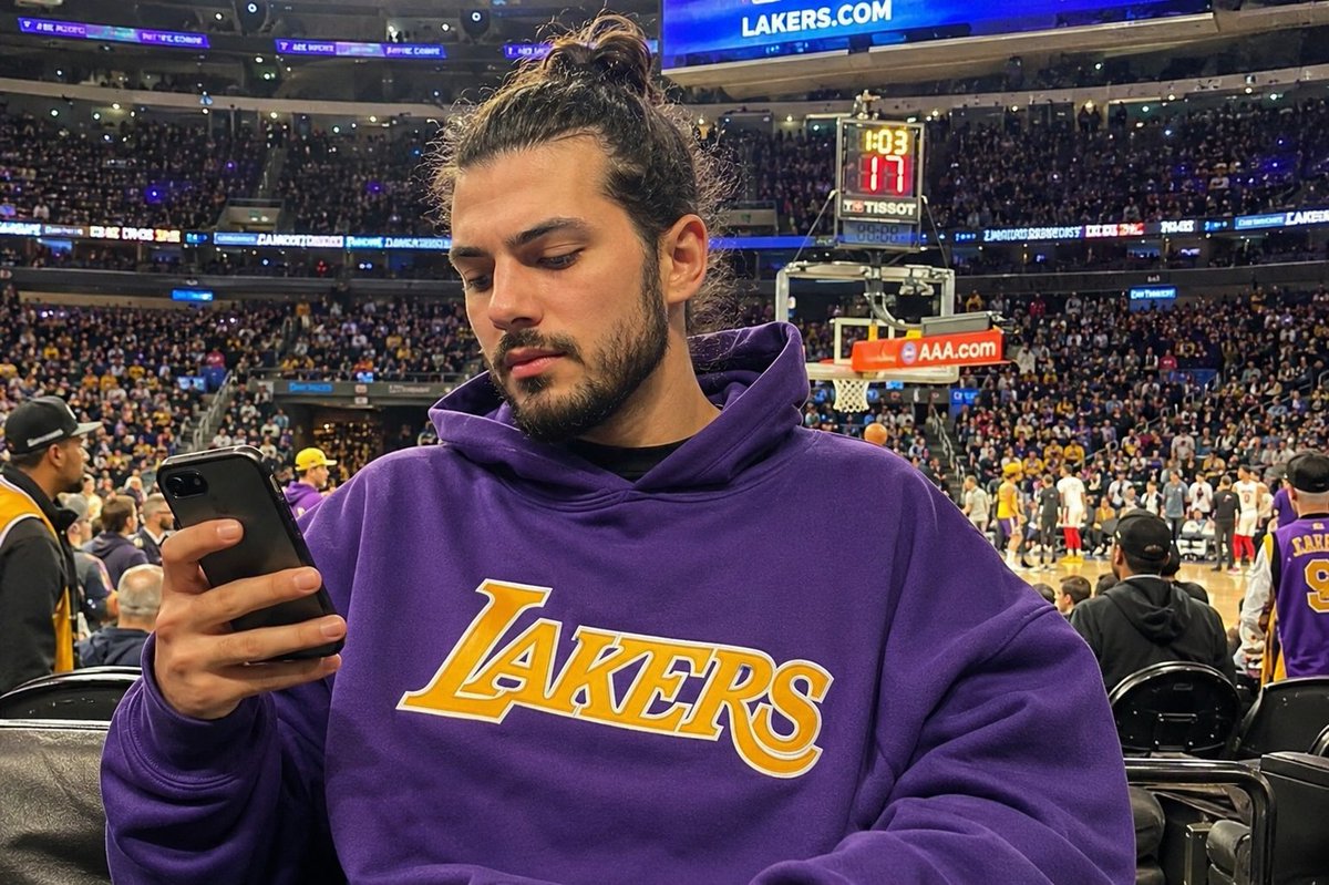 Courtside Lakers Fan Photo - AI image template preview