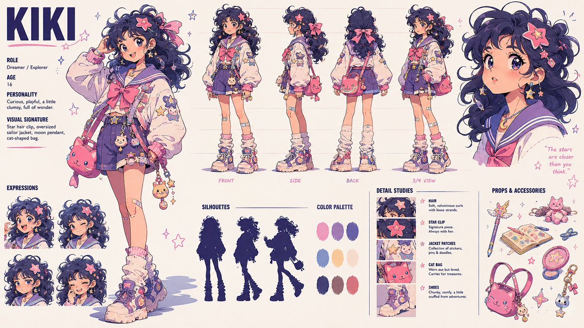 Kiki Anime Character Sheet - AI image template preview