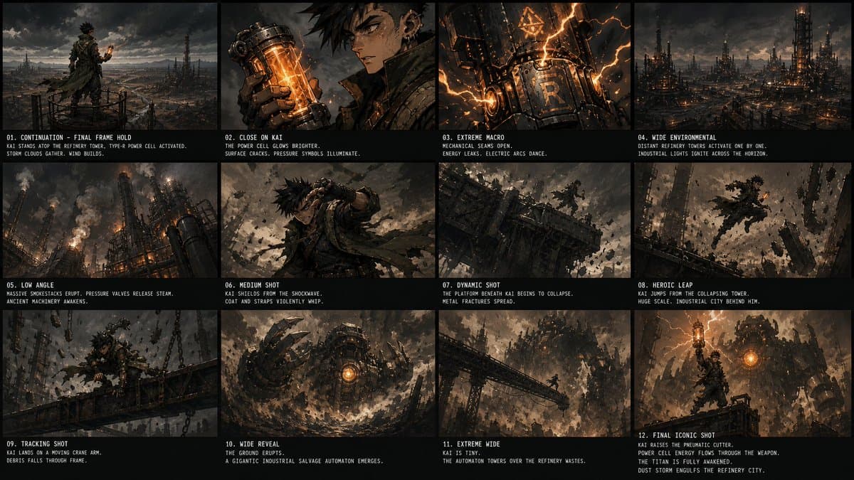 Kai Industrial Titan Storyboard - AI image template preview