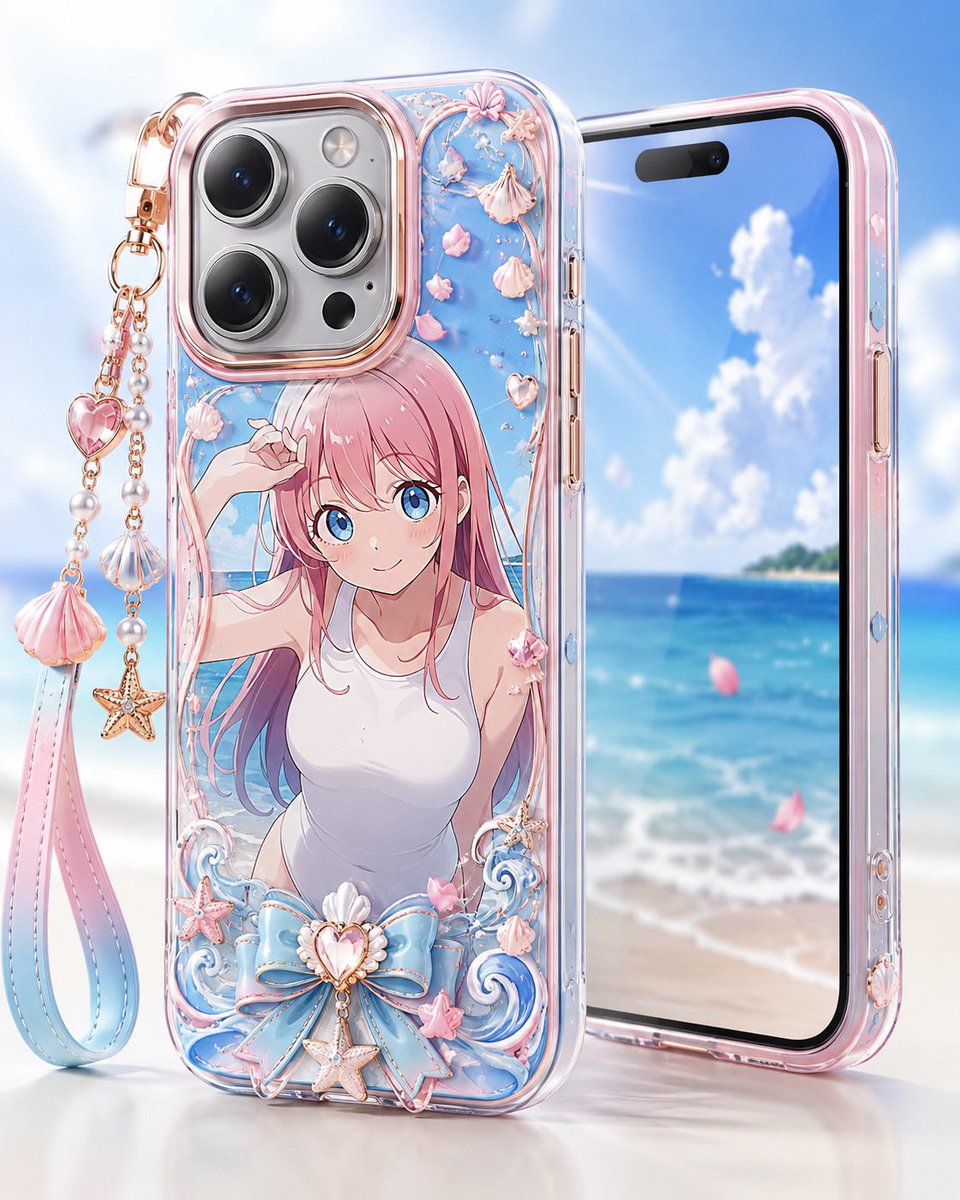 Pastel Anime Beach Phone Case - AI image template preview