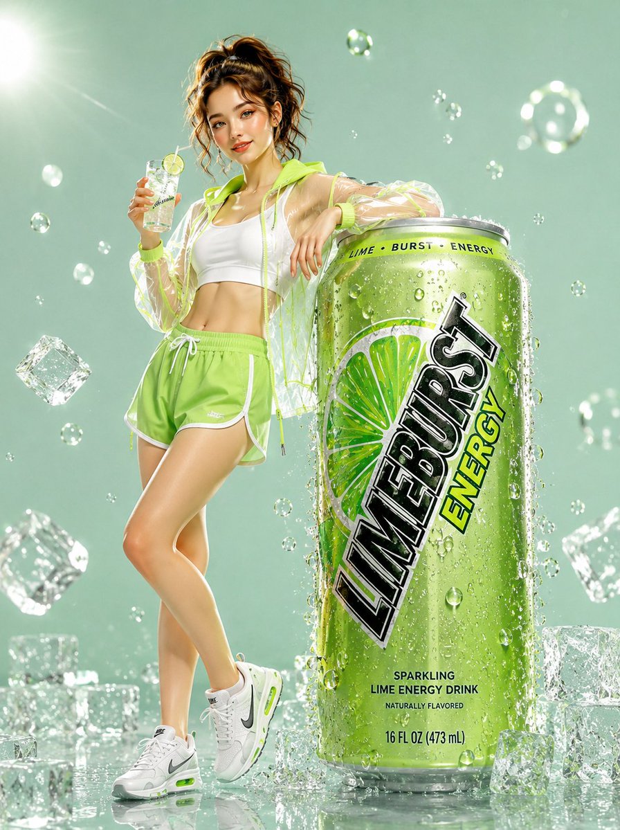 Limeburst Energy Drink Ad Campaign - AI image template preview