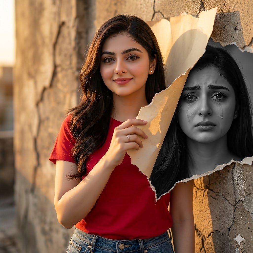 Dual-Mood Sunset Portrait - AI image template preview