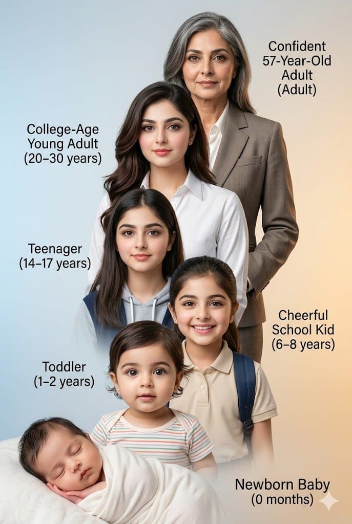 Human Life Progression Composite - AI image template preview