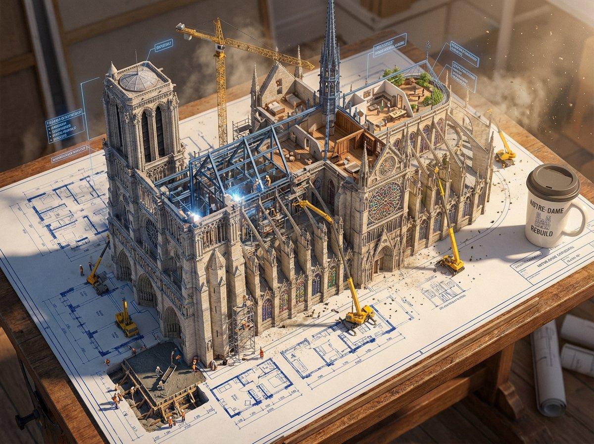 Blueprint to Living Construction Site - AI image template preview