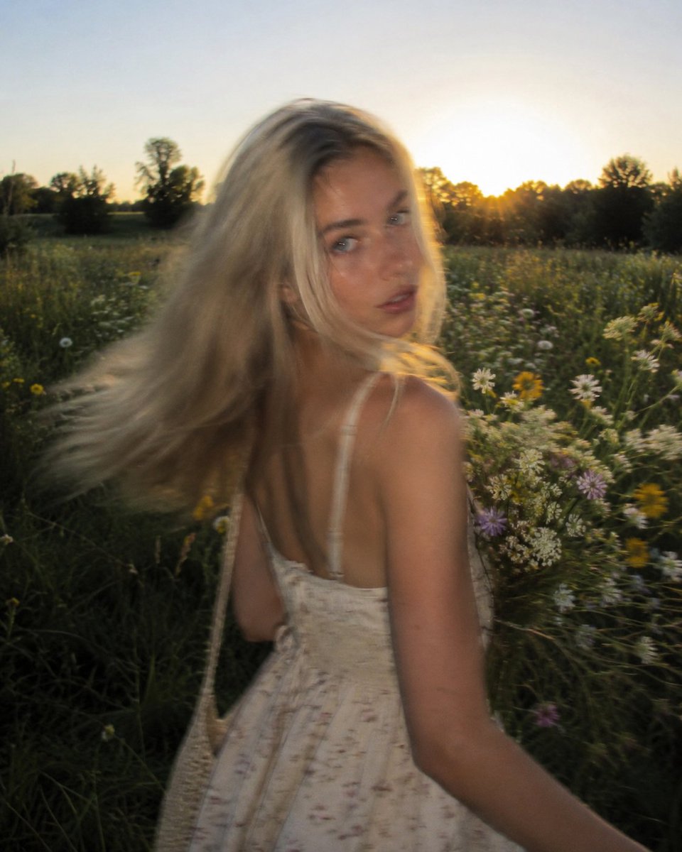 Golden Hour Wildflower Meadow Portrait - AI image template preview