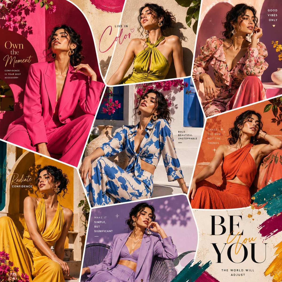 Luxury Fashion Editorial Collage - AI image template preview