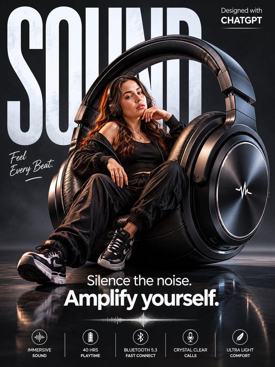 Surreal Wireless Headphones Poster - AI image template preview