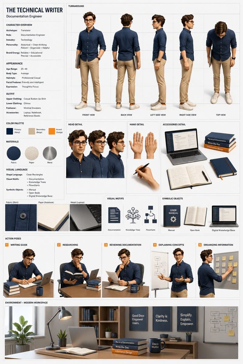 Professional 3D Character Concept Sheet - AI image template preview