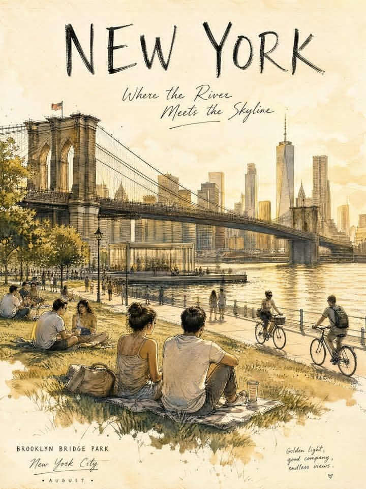 Central Park Urban Sketch - AI image template preview