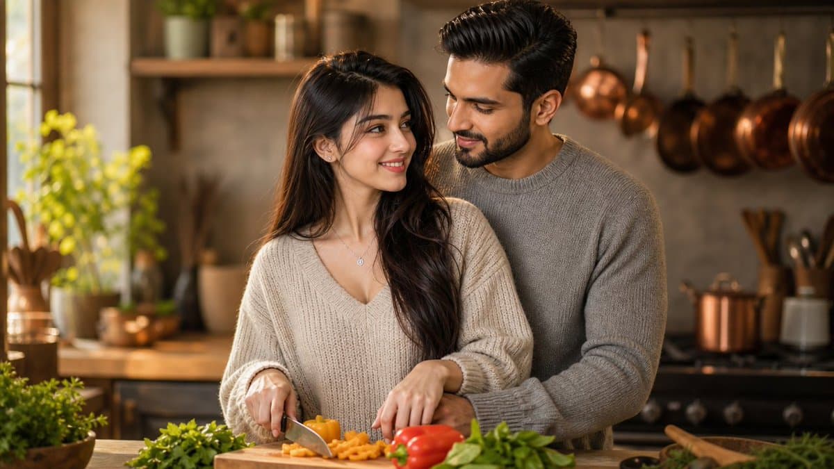 Couples Cooking Lifestyle Photography - AI image template preview