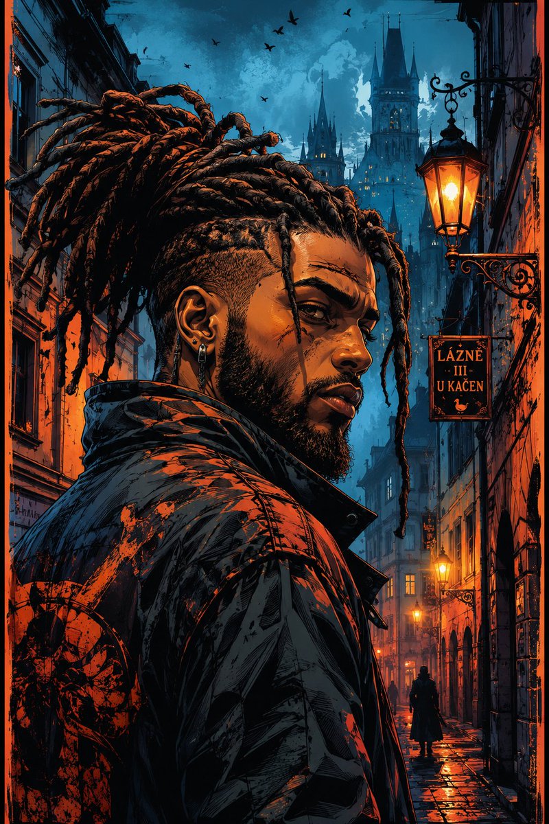 Cyber-Noir Comic Portrait - AI image template preview