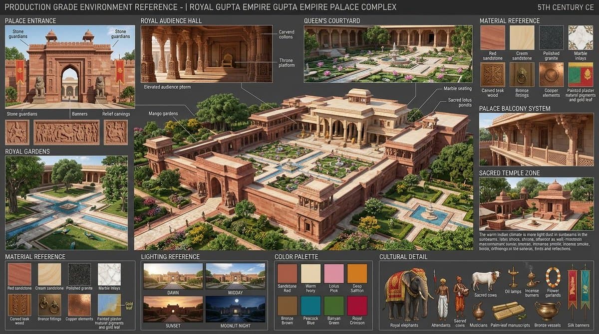 Gupta Palace Environment Reference Sheet - AI image template preview