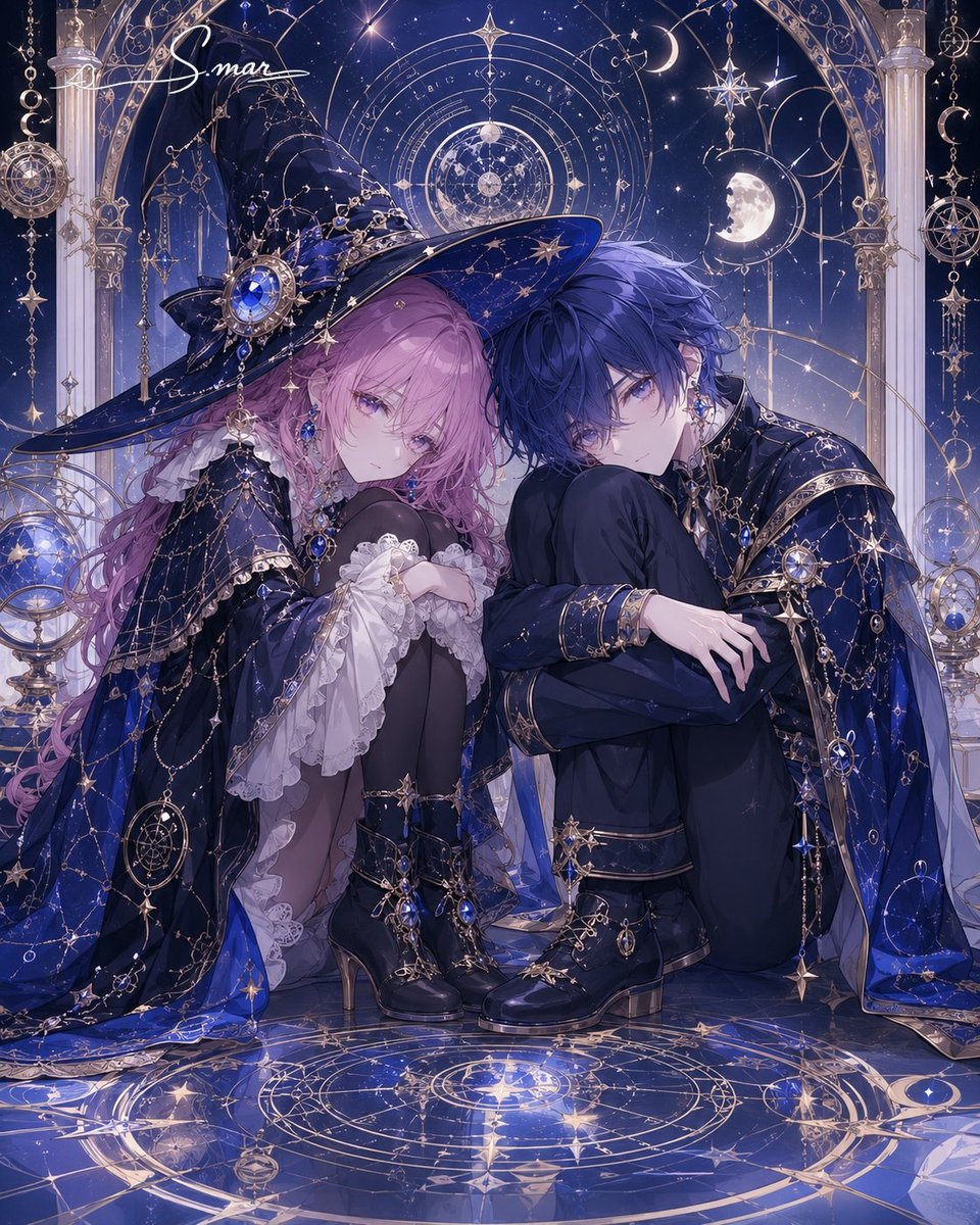 Celestial Magician Duo - AI image template preview