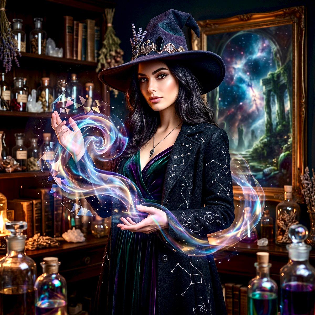 Mystical Witch Apothecary Portrait - AI image template preview