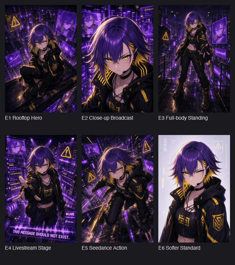 Cyberpunk Anime Hero Contact Sheet - AI image template preview