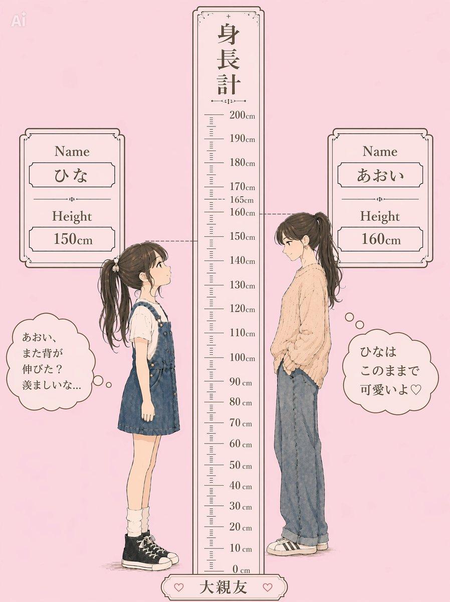 Pastel Height Difference Best Friends - AI image template preview