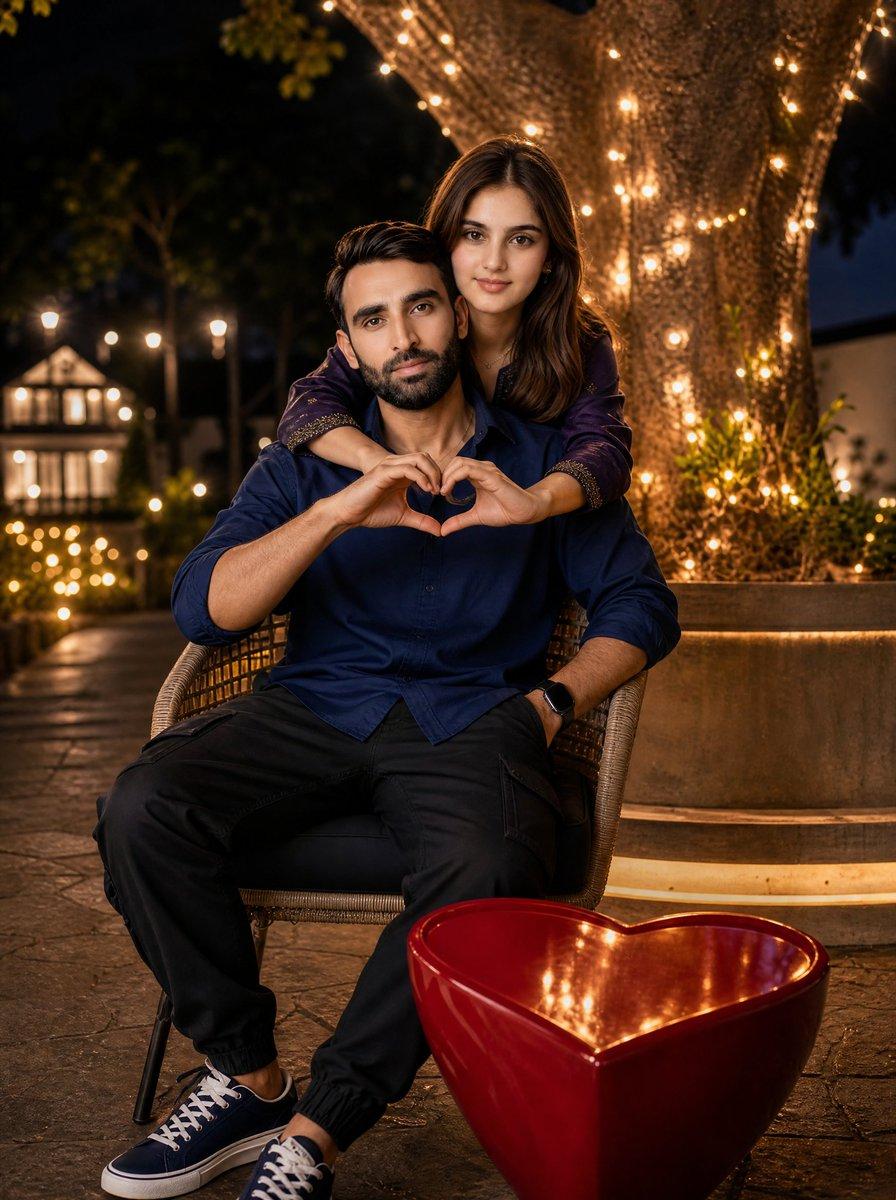 Romantic Night Park Couple Portrait preview