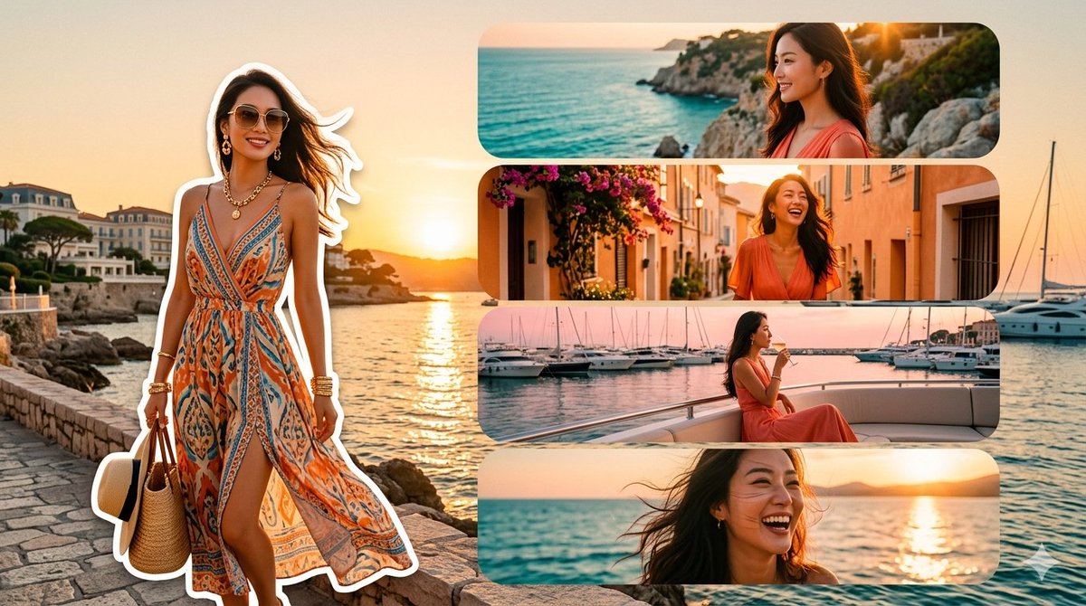 Mediterranean Fashion Travel Collage - AI image template preview