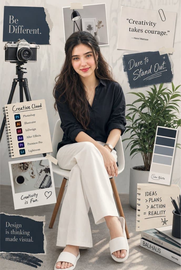 Creative Studio Portrait Mood Board - AI image template preview