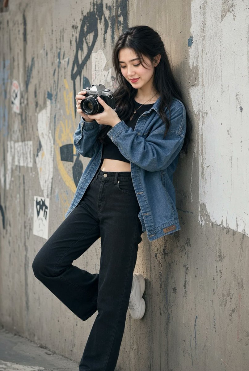 Urban Film Camera Portrait - AI image template preview